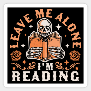 Leave Me Alone I'm Reading - Skeleton Reading Book Halloween Sticker